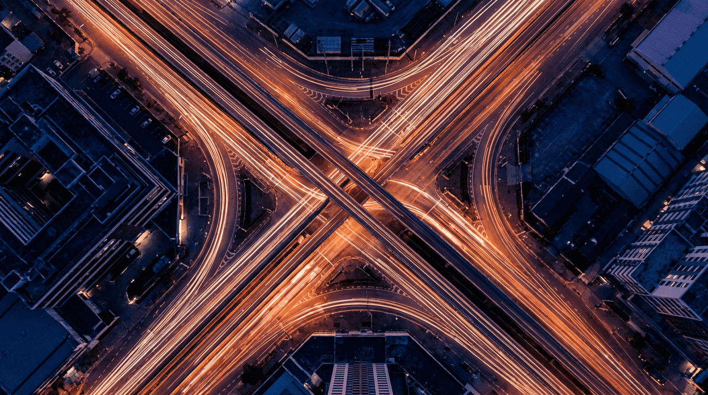 Aerial view of city intersections