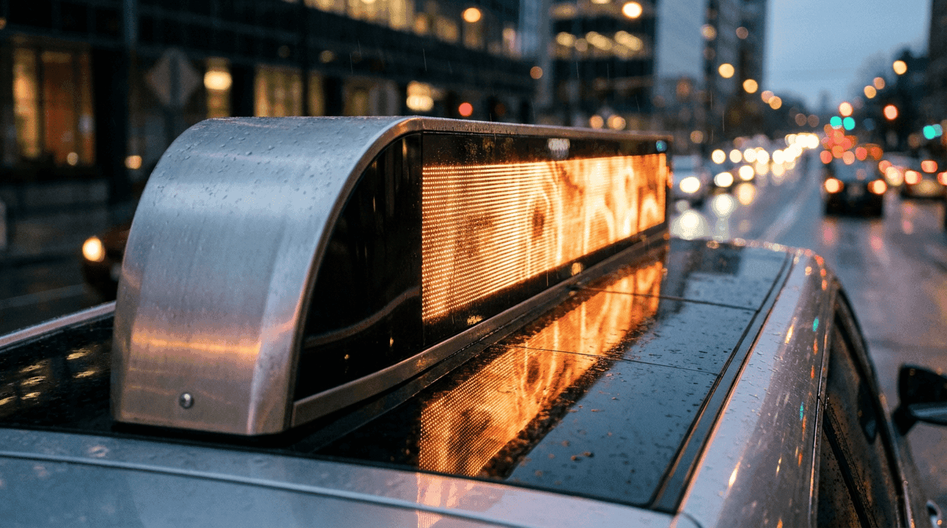 Digital screen on vehicle roof